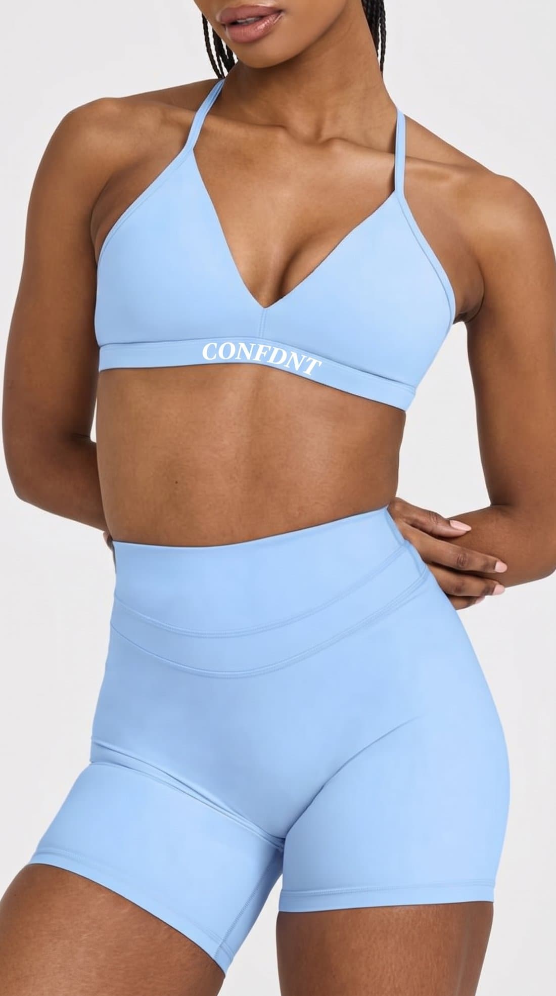 CONFDNT sports bra, front